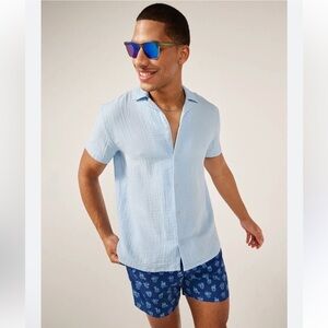 NEW Chubbies The made in the shade Gauze Sunday  Short Sleeve Shirt XL Baby Blue